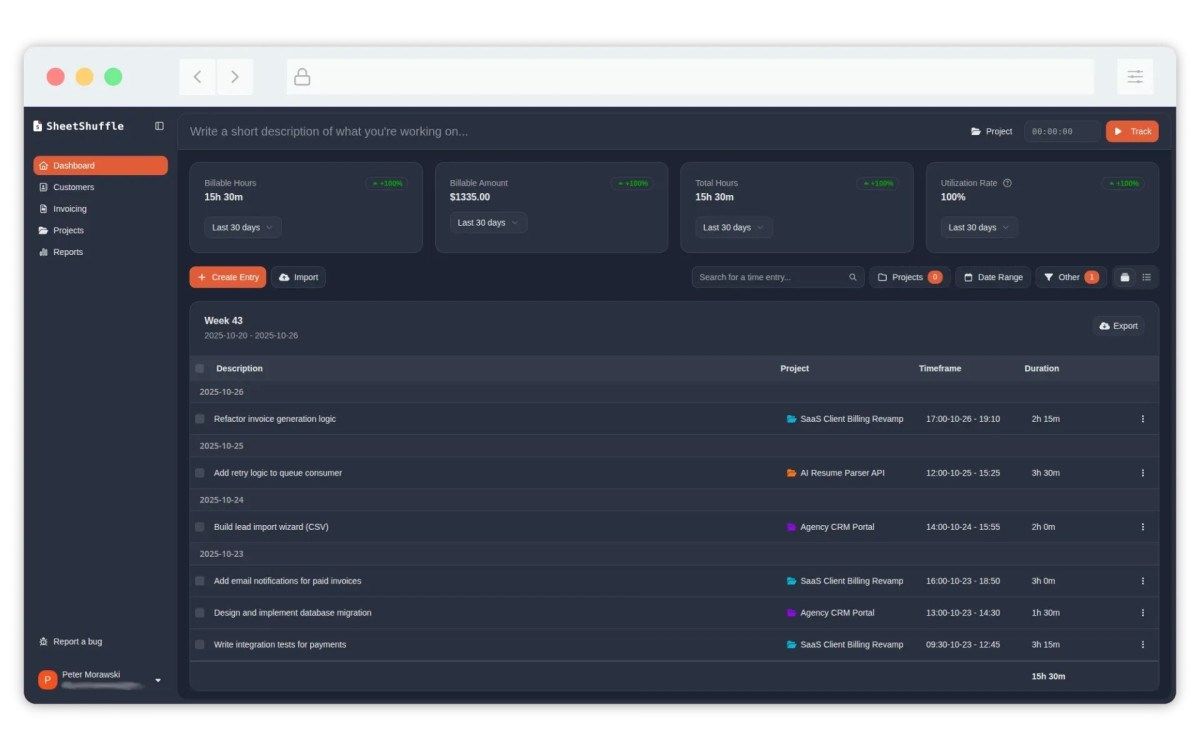Simplify Time Tracking with SheetShuffle for Freelancers