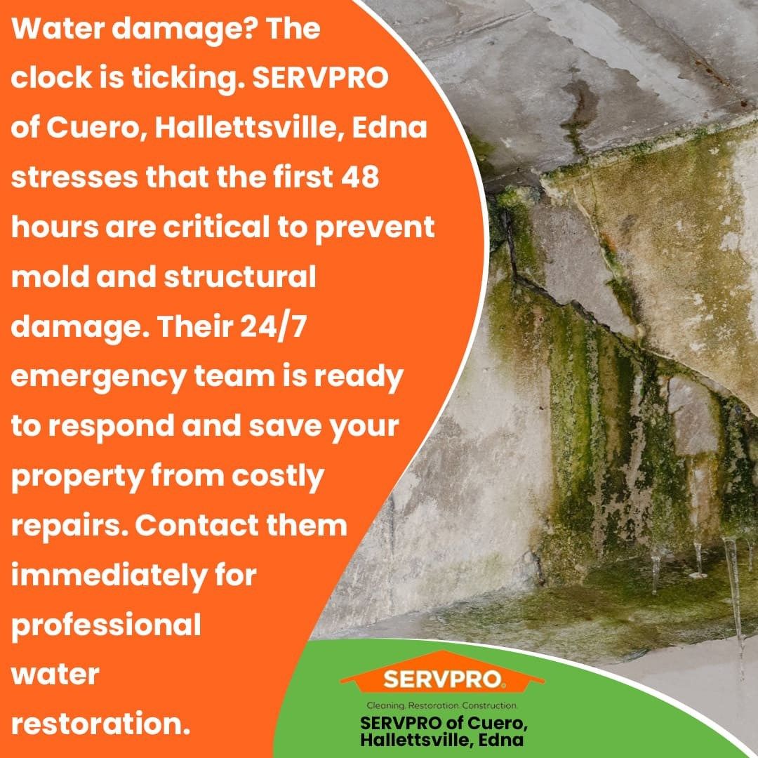 SERVPRO® of Cuero, Hallettsville, Edna reveals critical 48-hour window