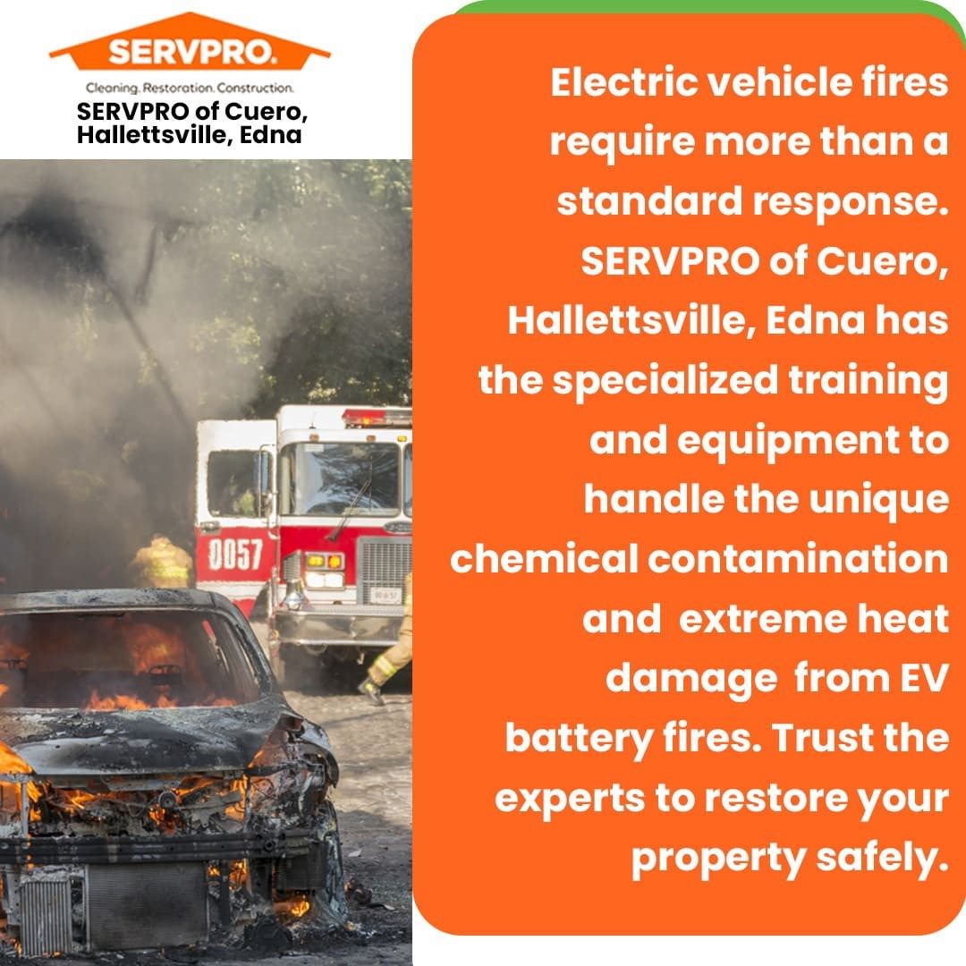 SERVPRO® of Cuero, Hallettsville, Edna tackles EV battery fire surge