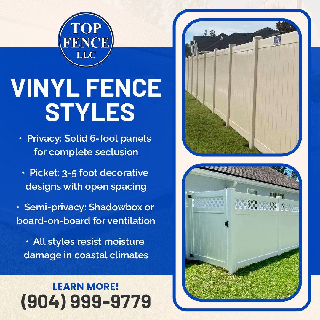 Fencing Company in Jacksonville: 3 Vinyl Fence Styles You'll Love